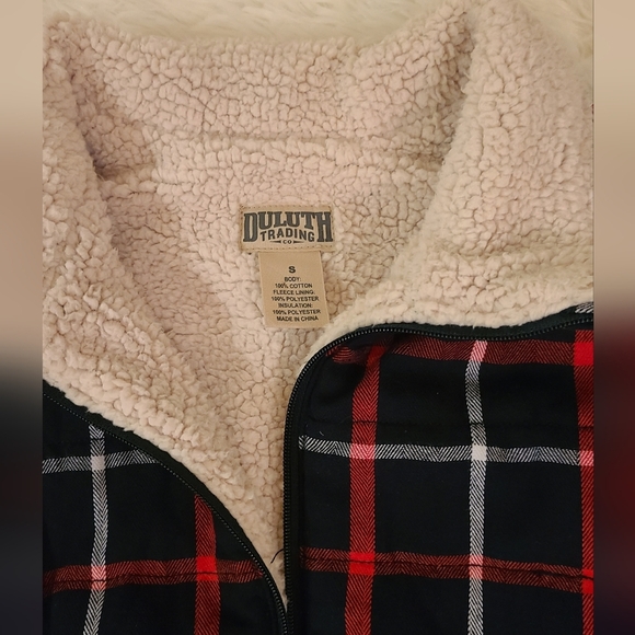 DULUTH TRADING Women's Quilted Plaid Flannel Fleece-Lined Sherpa Vest-Size Small - Picture 4 of 6